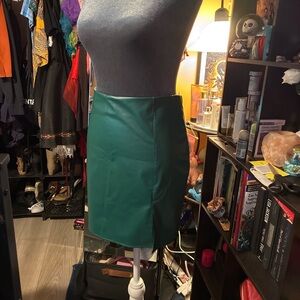 Green Faux Leather Mini Skirt - Women